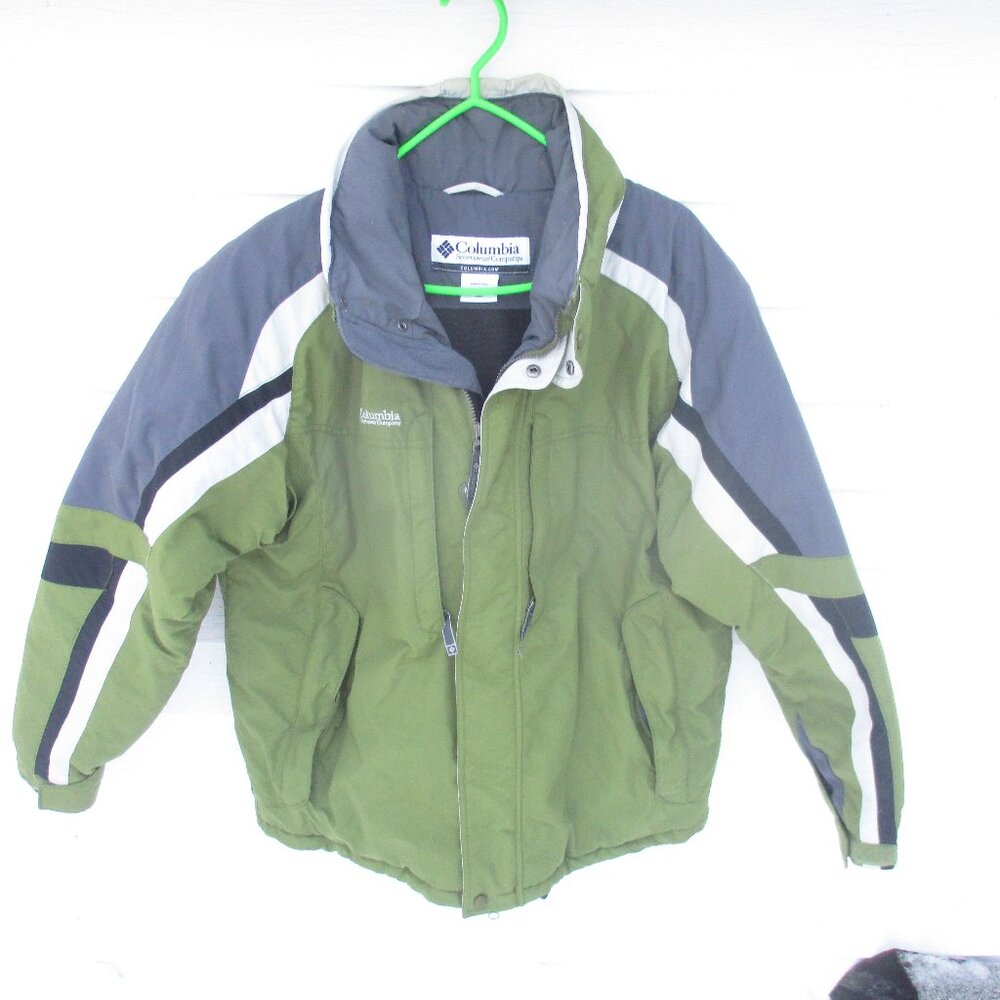 Columbia Sportswear Company Men's Green/Gray Ski Jacket  Pockets Hooded Size L